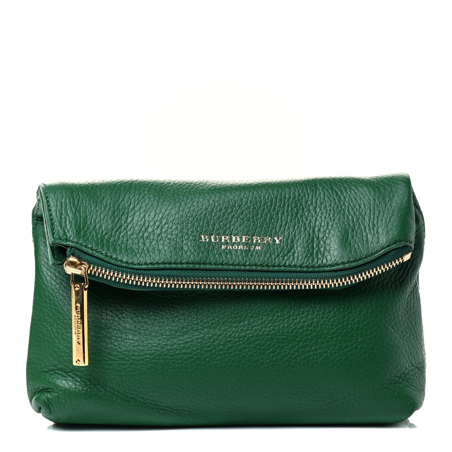 Burberry Grainy Calfskin Fold Over Clutch Green 1 of 4