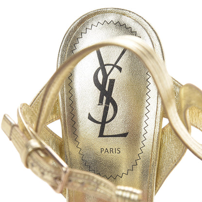 Saint Laurent Metallic Nappa Tribute 105 Platform Sandals 38.5 Gold 6 of 14