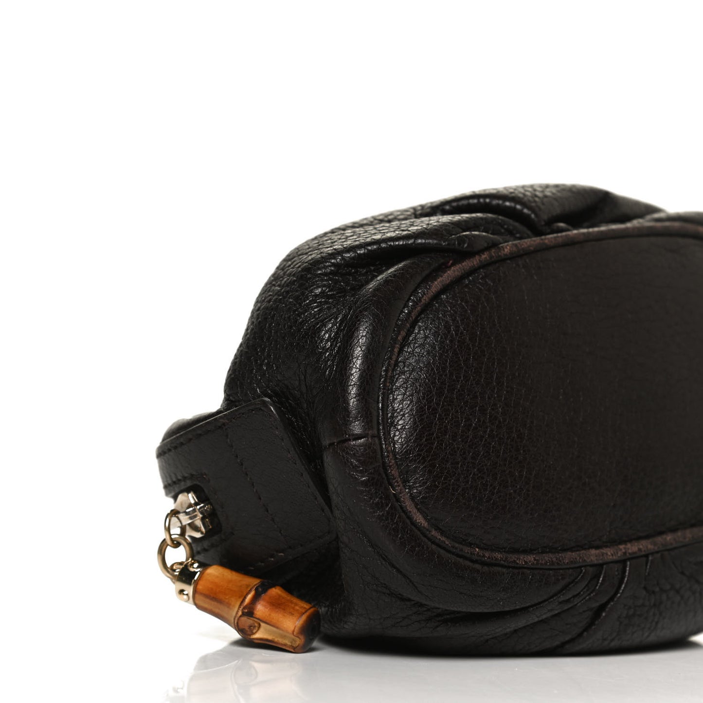 Deerskin Medium Bamboo Cosmetic Case Dark Brown