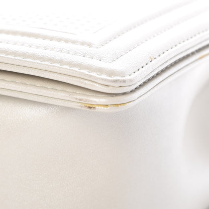 Chanel Lambskin Embossed New Medium Boy Cube Flap White 10 of 11