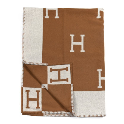 Hermes Wool Cashmere New Classic Avalon Blanket Ecru Camel 2 of 3