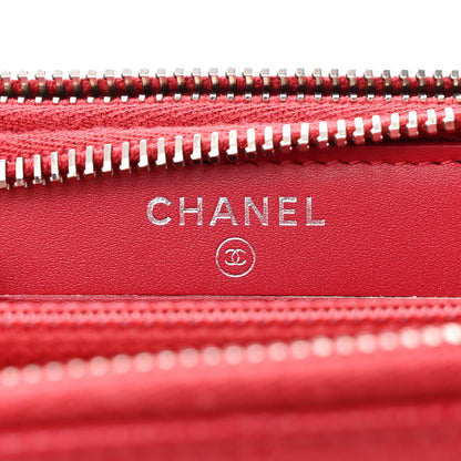 Chanel Caviar Quilted Large Gusset Double Zip Around Wallet Red 6 of 8