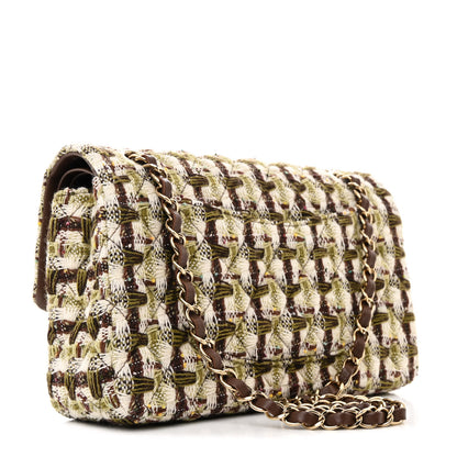 Chanel Tweed Quilted Medium Double Flap Green Multicolor 3 of 11