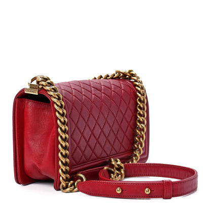 Chanel Lambskin Quilted Medium Boy Flap Dark Red 3 of 11