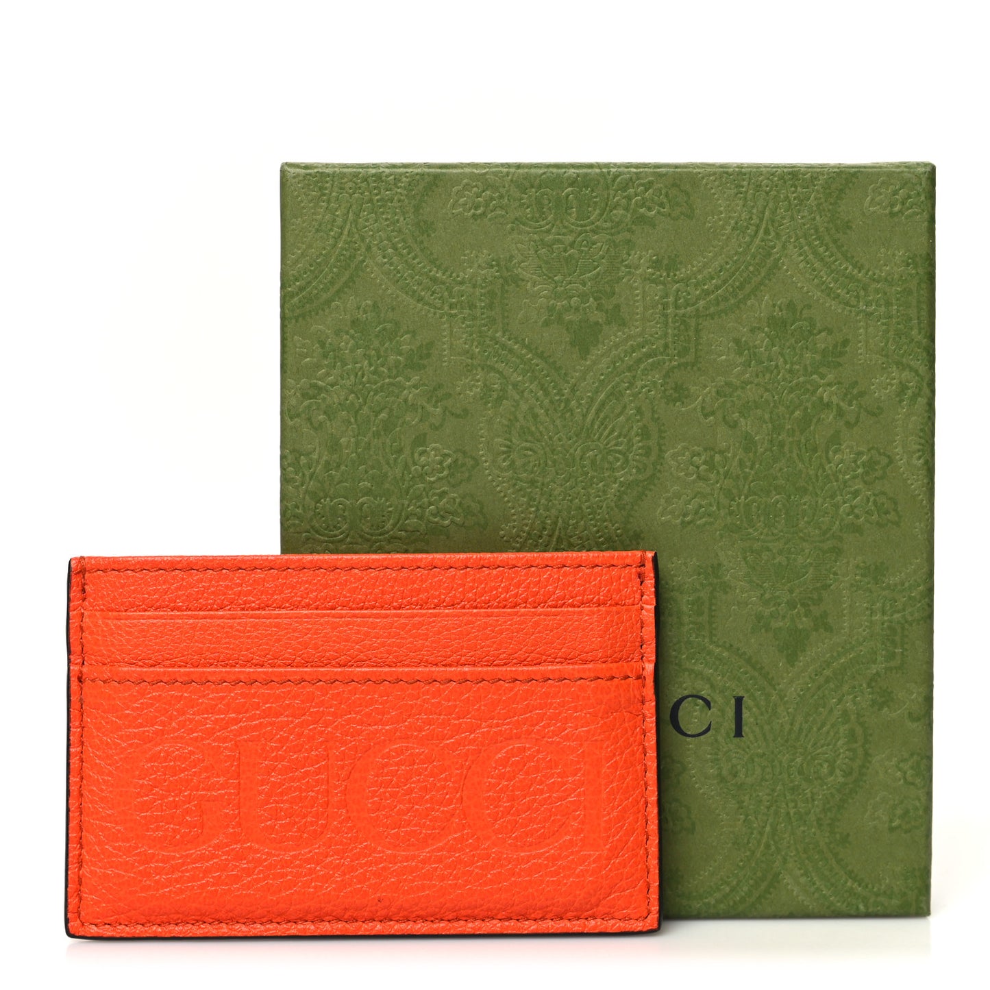 Calfskin Logo Card Holder Orange