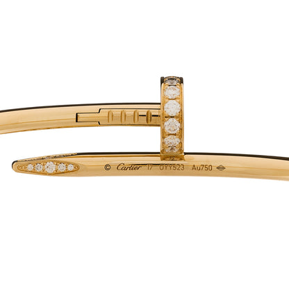 Cartier 18K Yellow Gold Diamond Juste Un Clou Bracelet 17 4 of 5