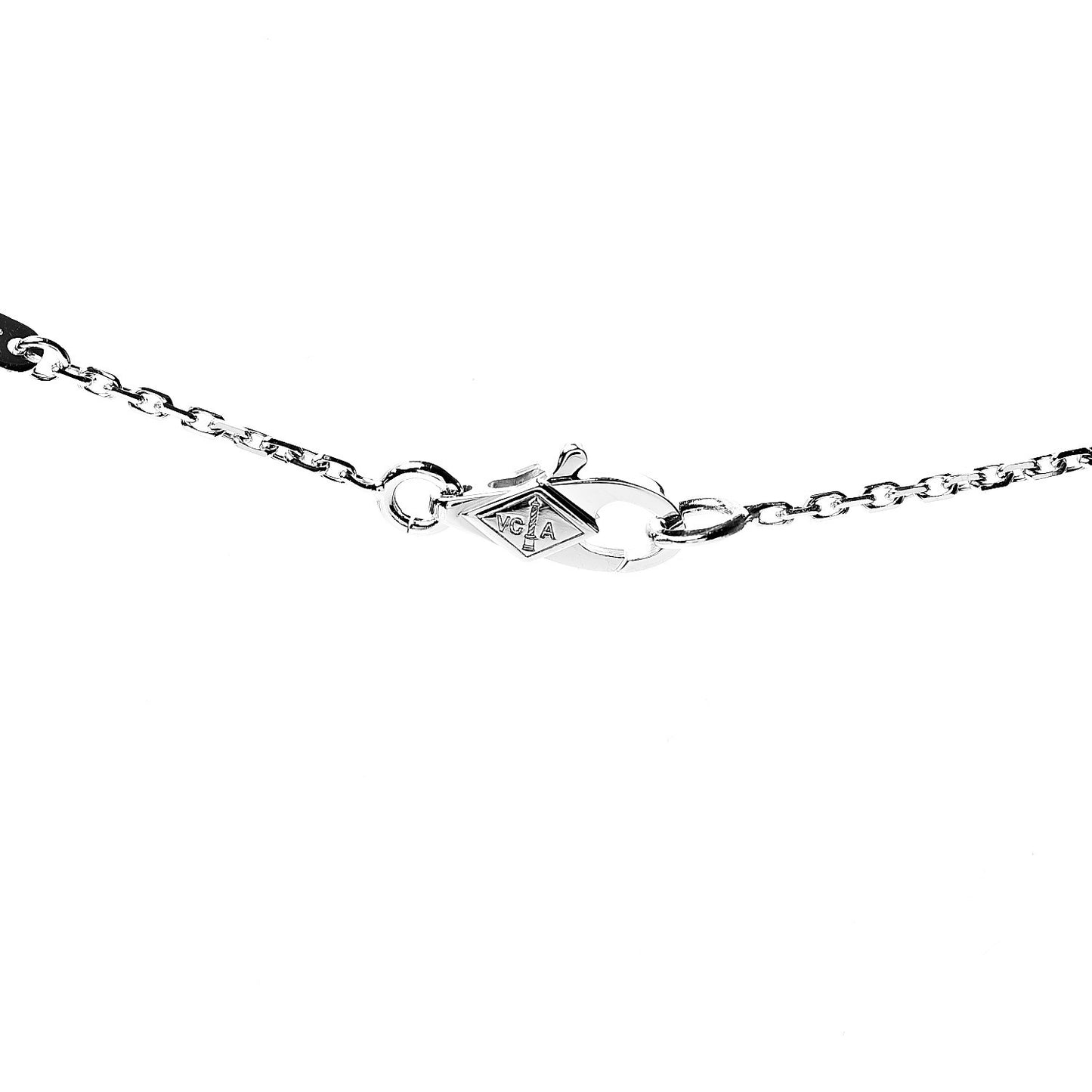 18K White Gold Diamond Sweet Alhambra Pendant Necklace