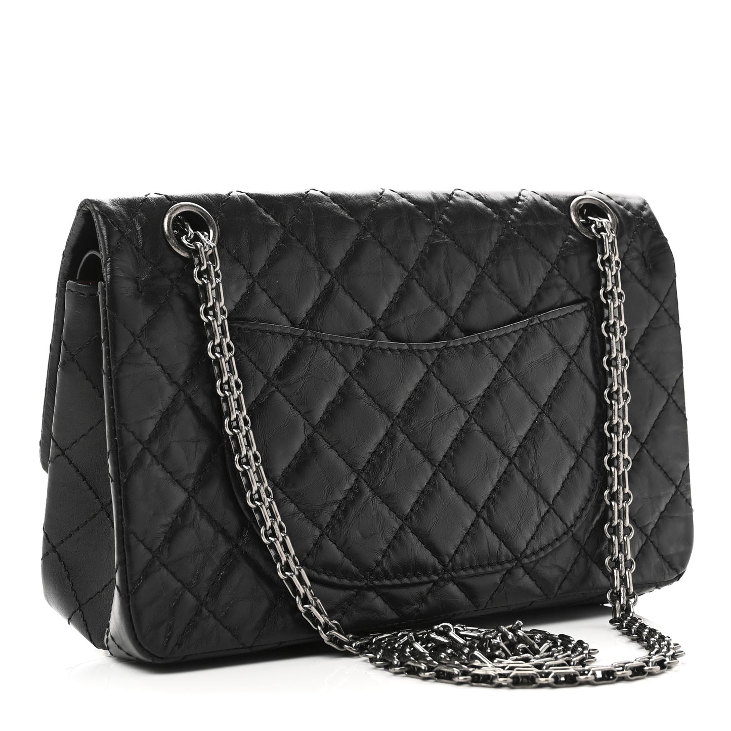 Aged Calfskin Quilted 2.55 Reissue 225 Flap Black