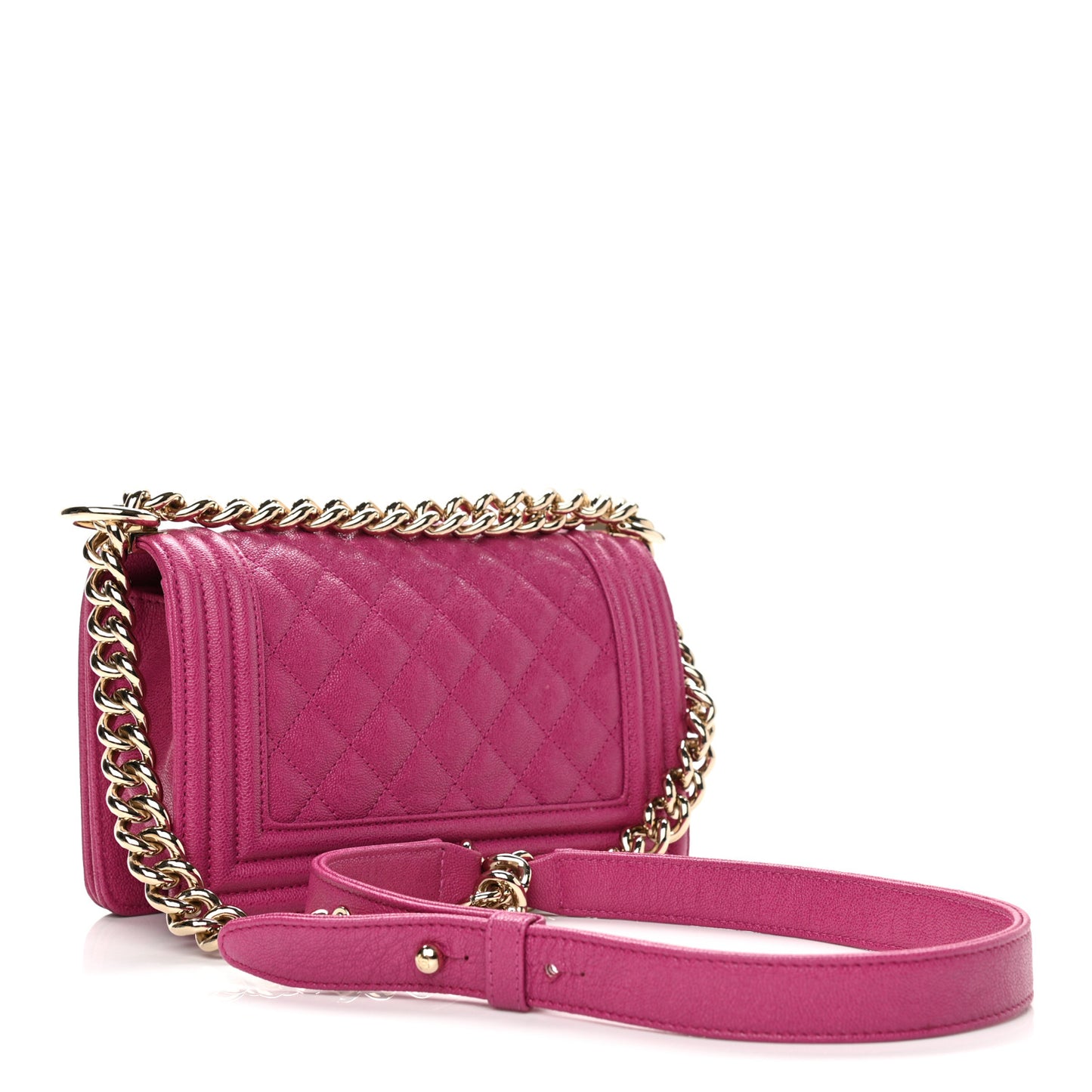 Caviar Quilted Small Boy Flap Fuchsia