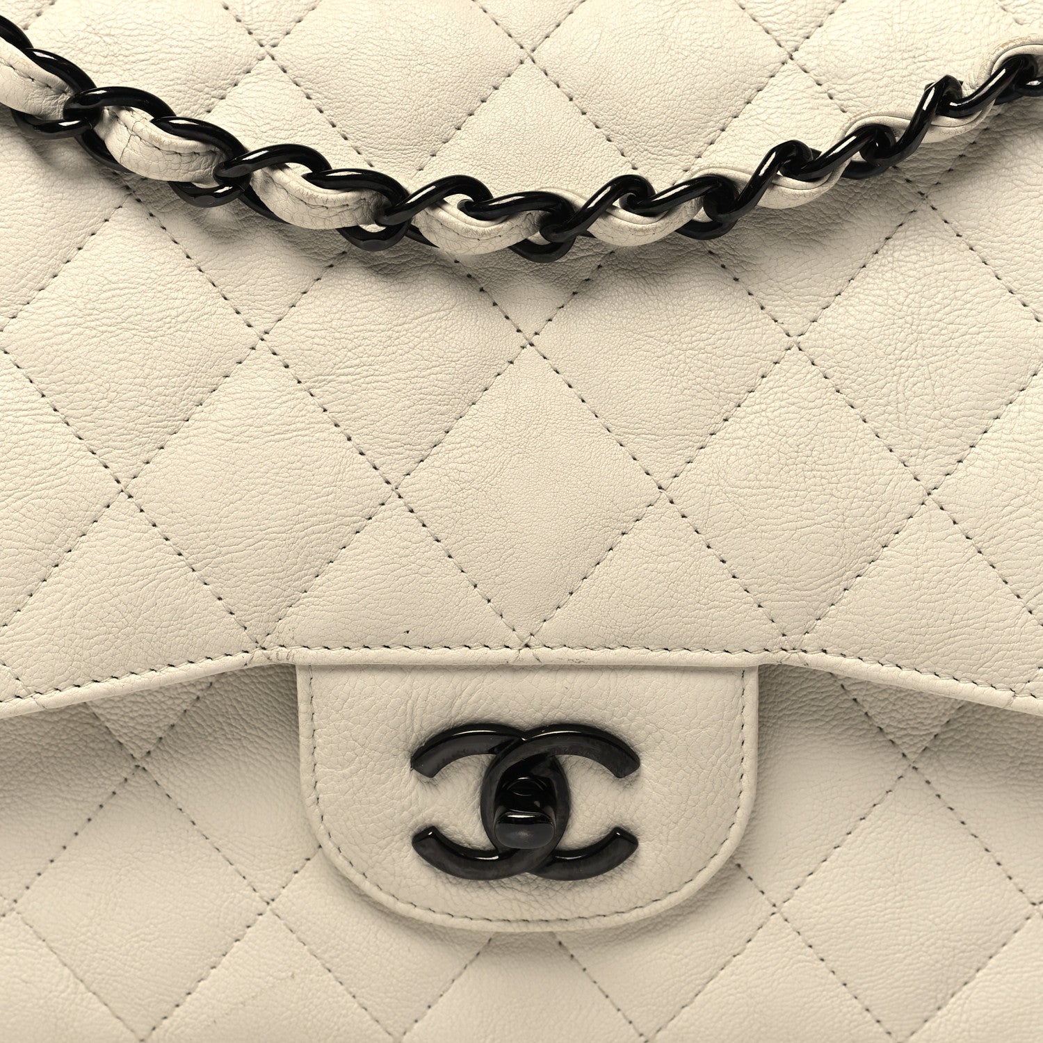 Chanel Calfskin Quilted Jumbo Double Flap White 8 of 10