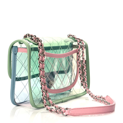Chanel Lambskin PVC Quilted Medium Coco Splash Flap Blue Green 2 of 10