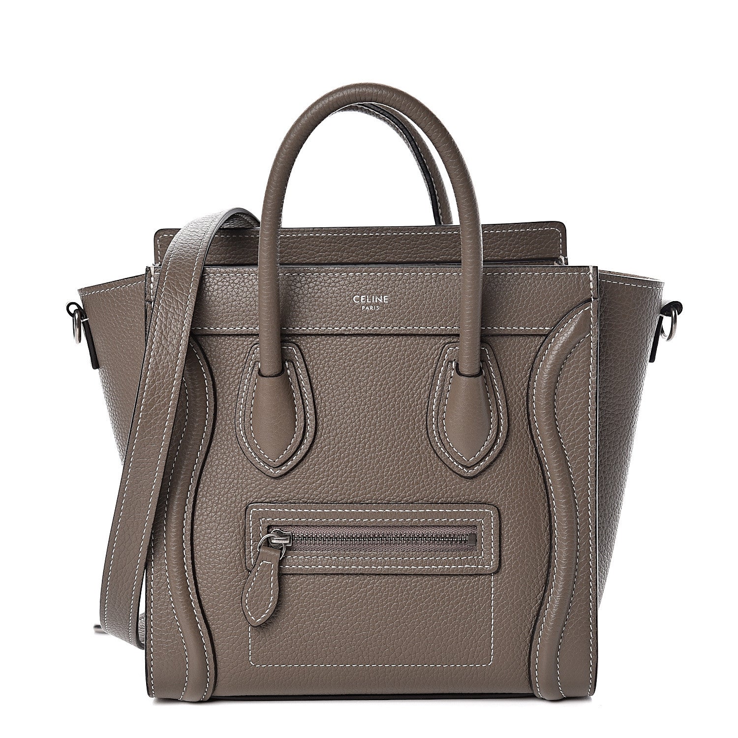 Celine Drummed Calfskin Nano Luggage Souris 1 of 12
