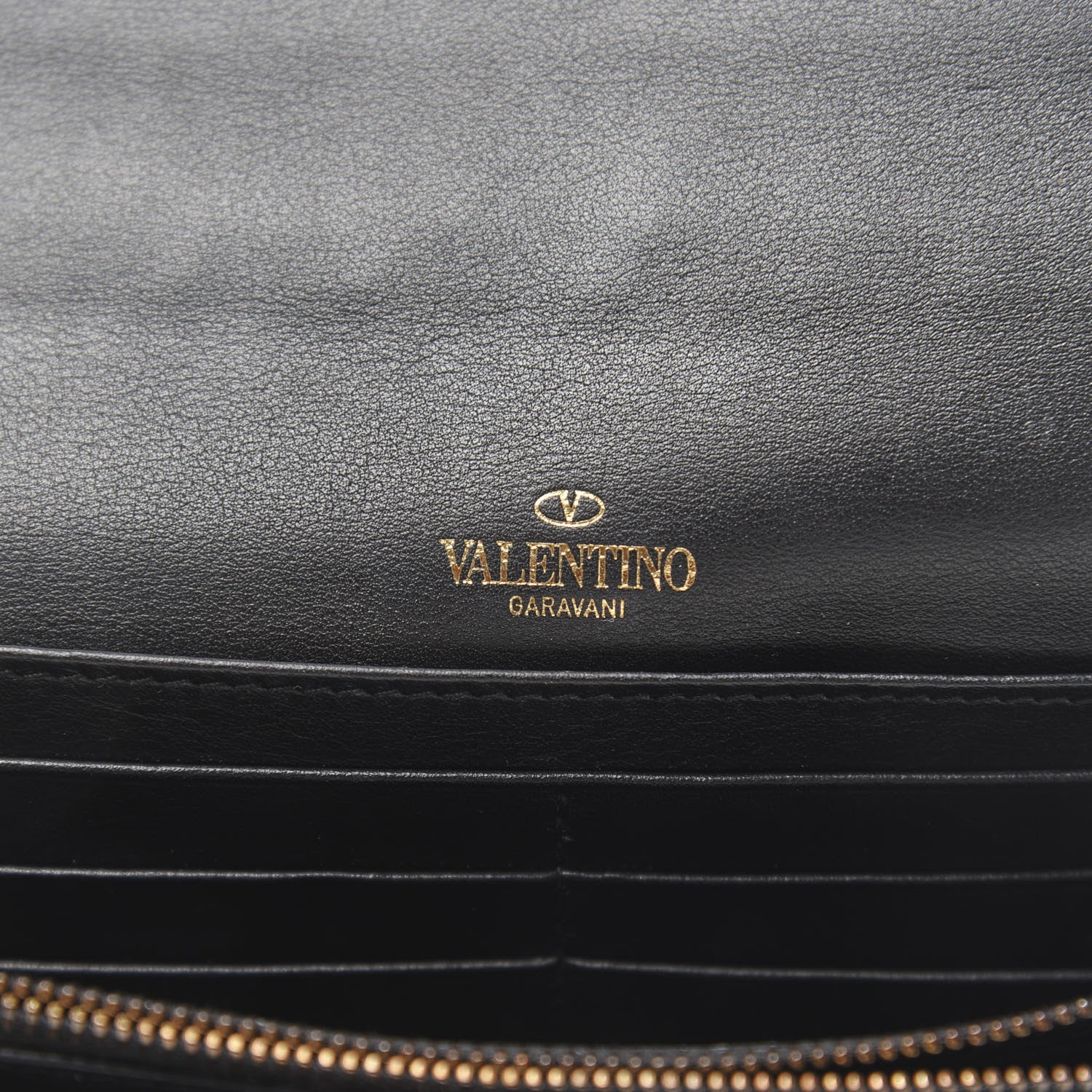 Valentino Garavani Vitello Rockstud Flap Wallet on Chain Black 6 of 10