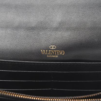 Valentino Garavani Vitello Rockstud Flap Wallet on Chain Black 6 of 10
