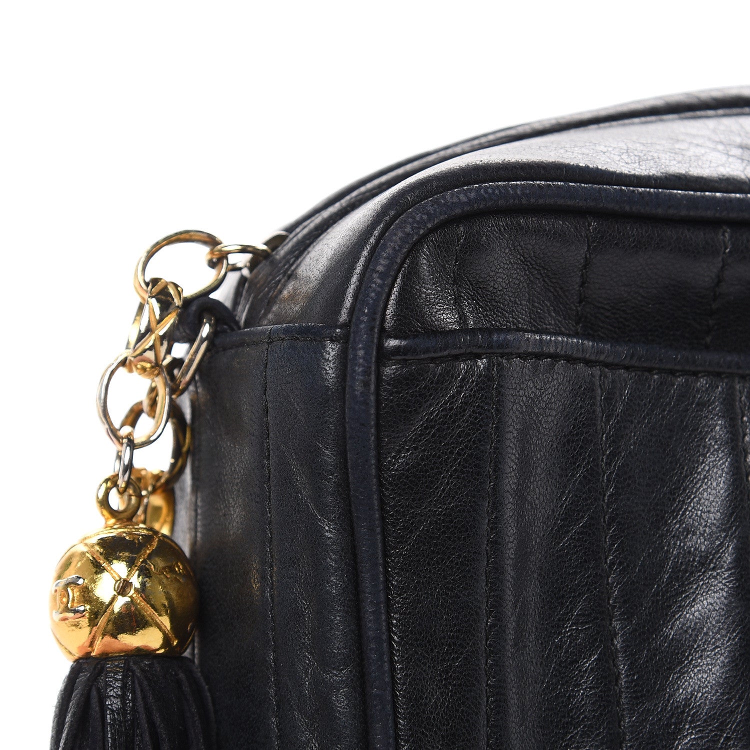 Chanel Lambskin Vertical Quilted Tassel Camera Case Black 16 of 18