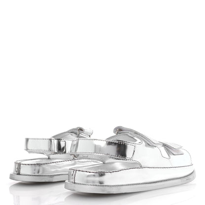 Chanel Iridescent Patent Calfskin Velcro Dad Sandals 39 Silver 5 of 9