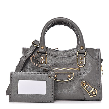Balenciaga Chevre Gold Metallic Edge Hardware Nano City Gris Acier 1 of 10
