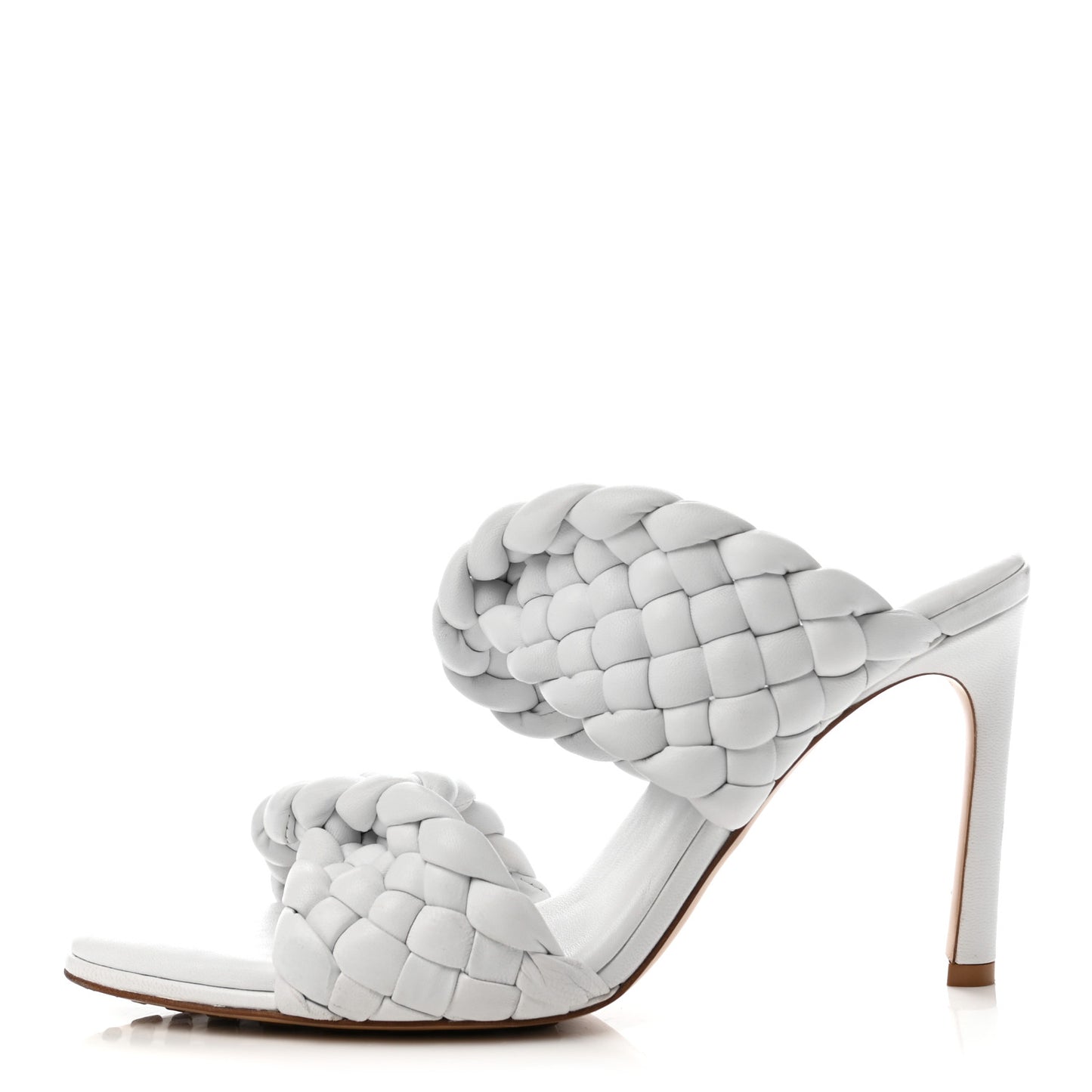 Nappa Twisted Padded Intrecciato Curve Slide Sandals 38.5 Optic White