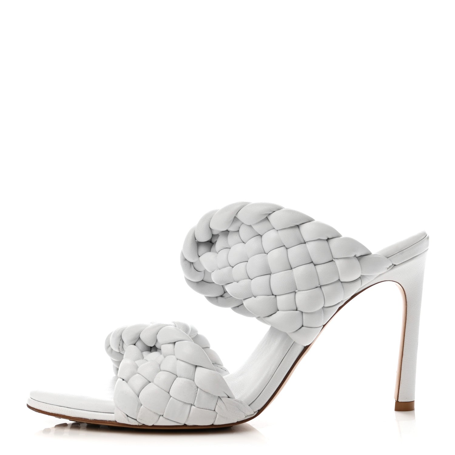 Bottega Veneta Nappa Twisted Padded Intrecciato Curve Slide Sandals 38.5 Optic White 1 of 7