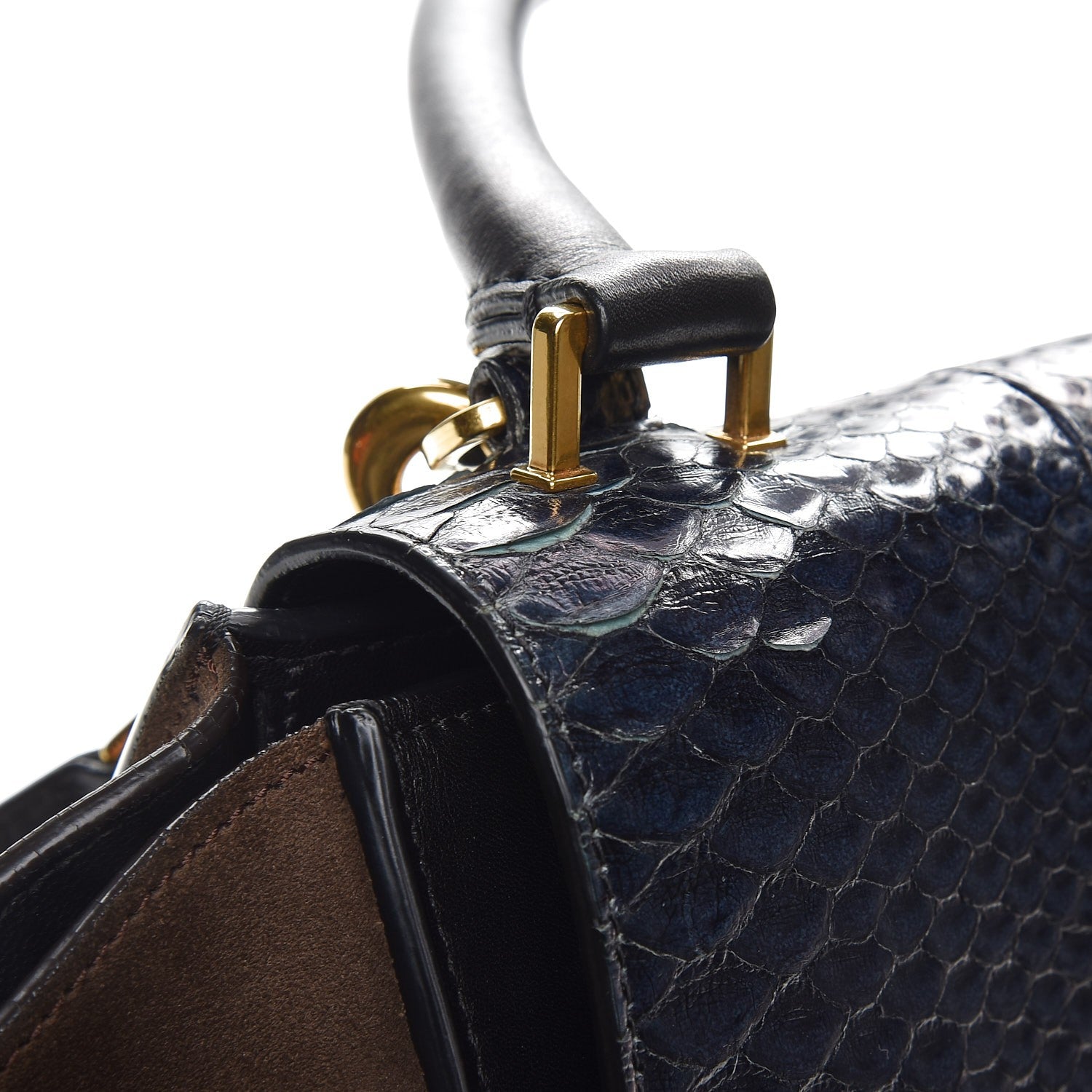 Celine Python Suede Medium Trapeze Midnight 10 of 11