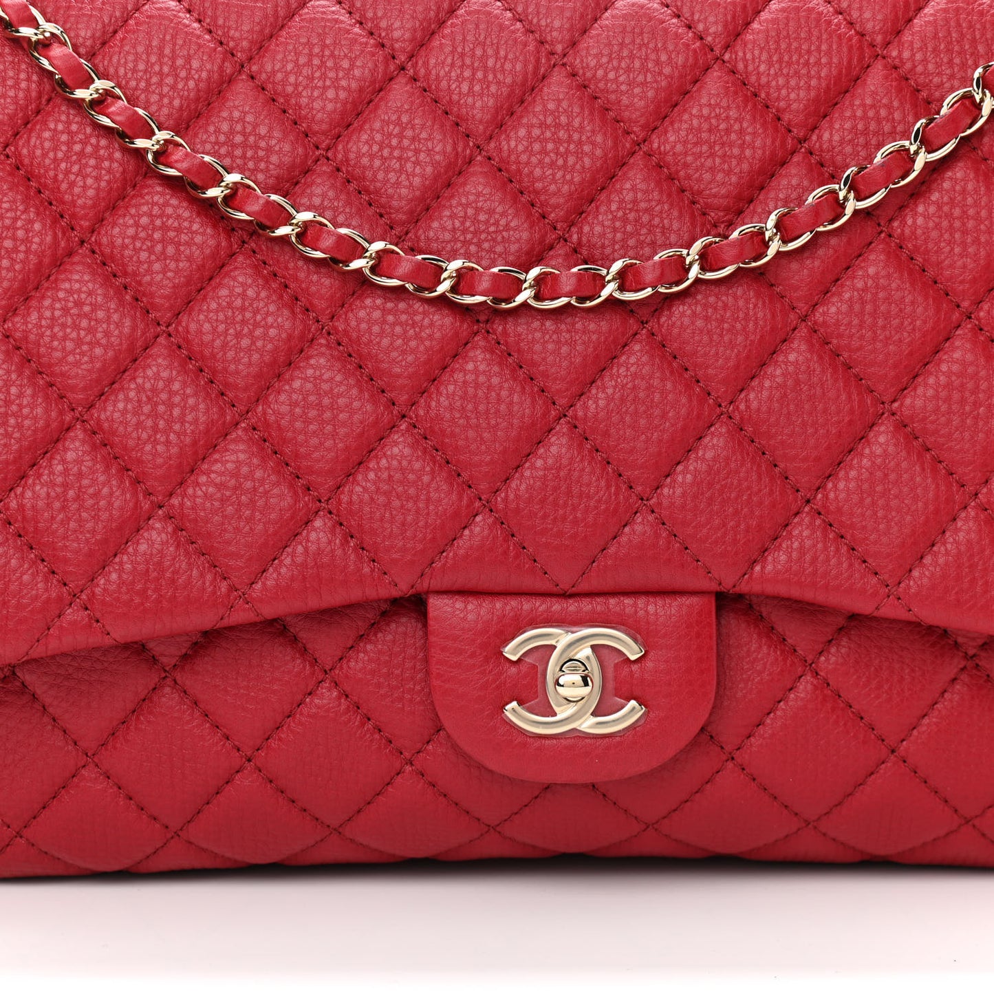 Calfskin Quilted Small XXL Travel Flap Bag Red