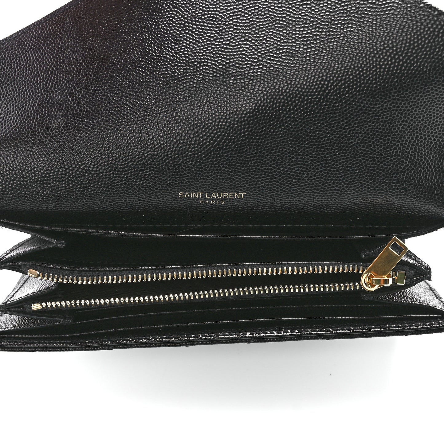 Grain De Poudre Matelasse Chevron Monogram Flap Wallet Black