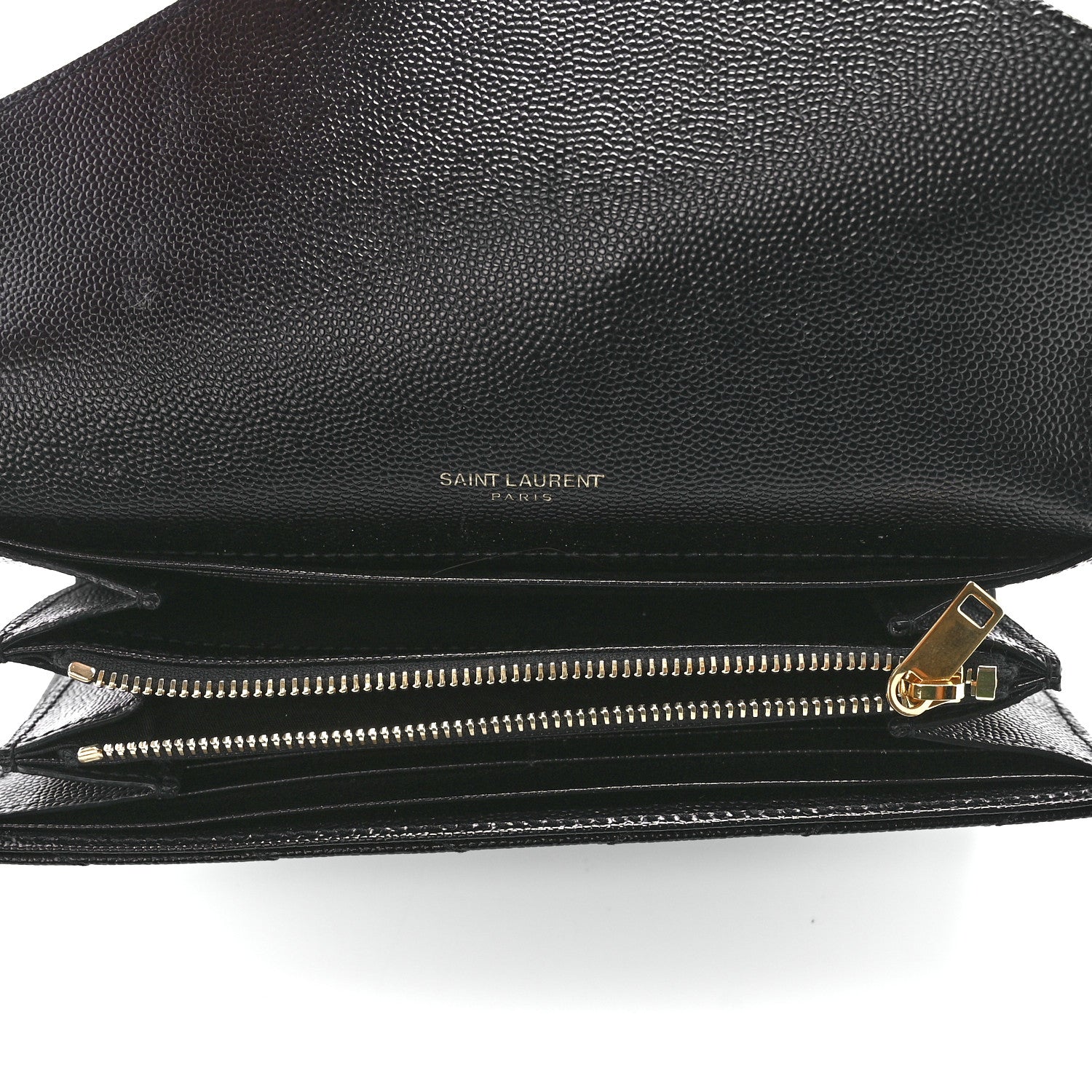 Saint Laurent Grain De Poudre Matelasse Chevron Monogram Flap Wallet Black 5 of 11