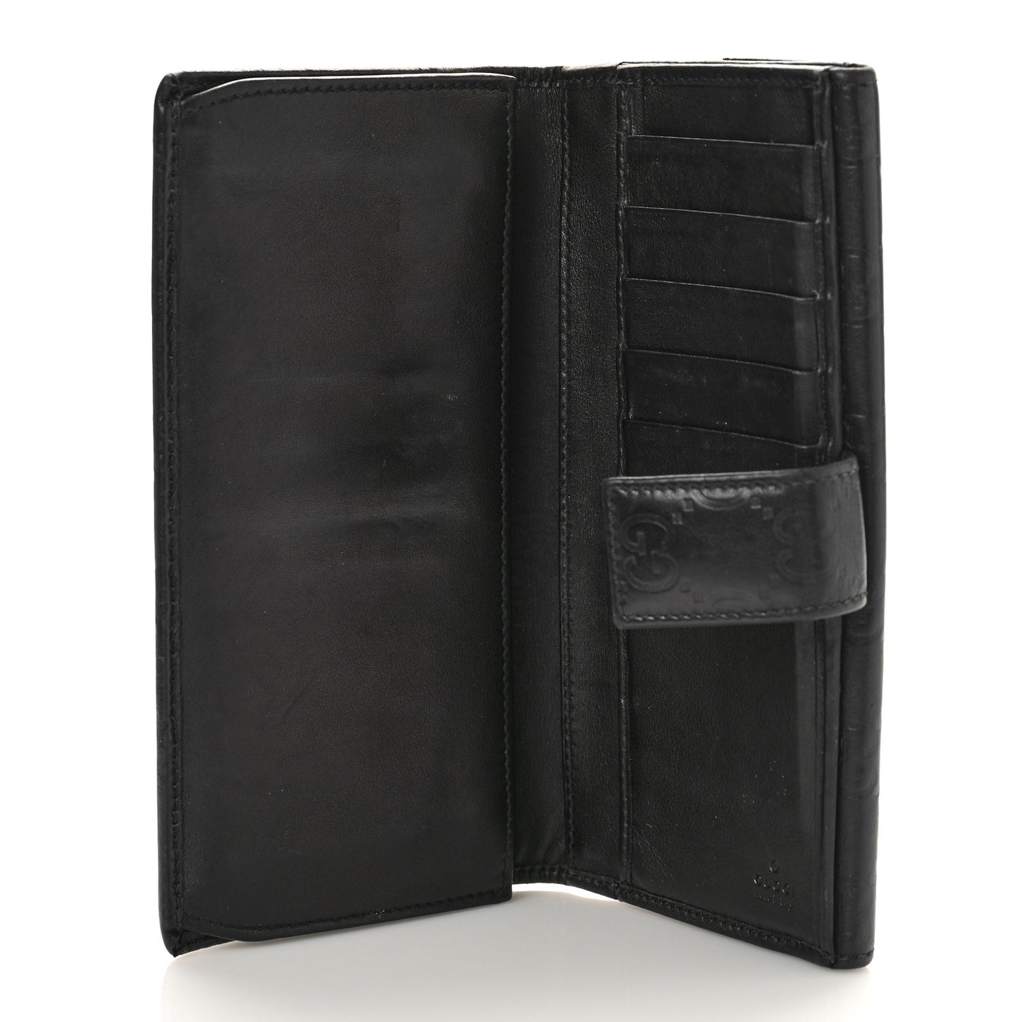 Guccissima Margaux Calfskin Metal Bar Continental Flap Wallet Black