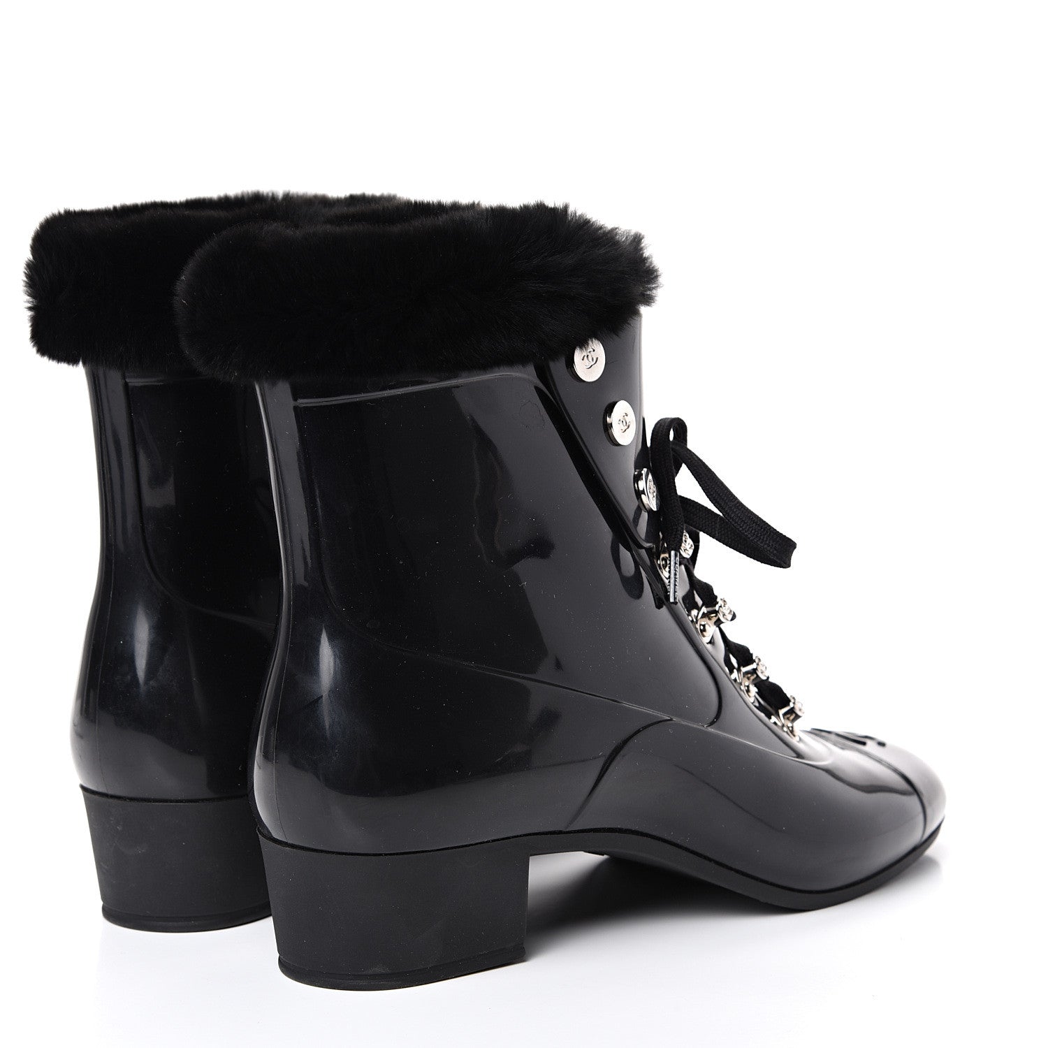 Chanel Vinyl Mink Boots Black 39 Black 4 of 7