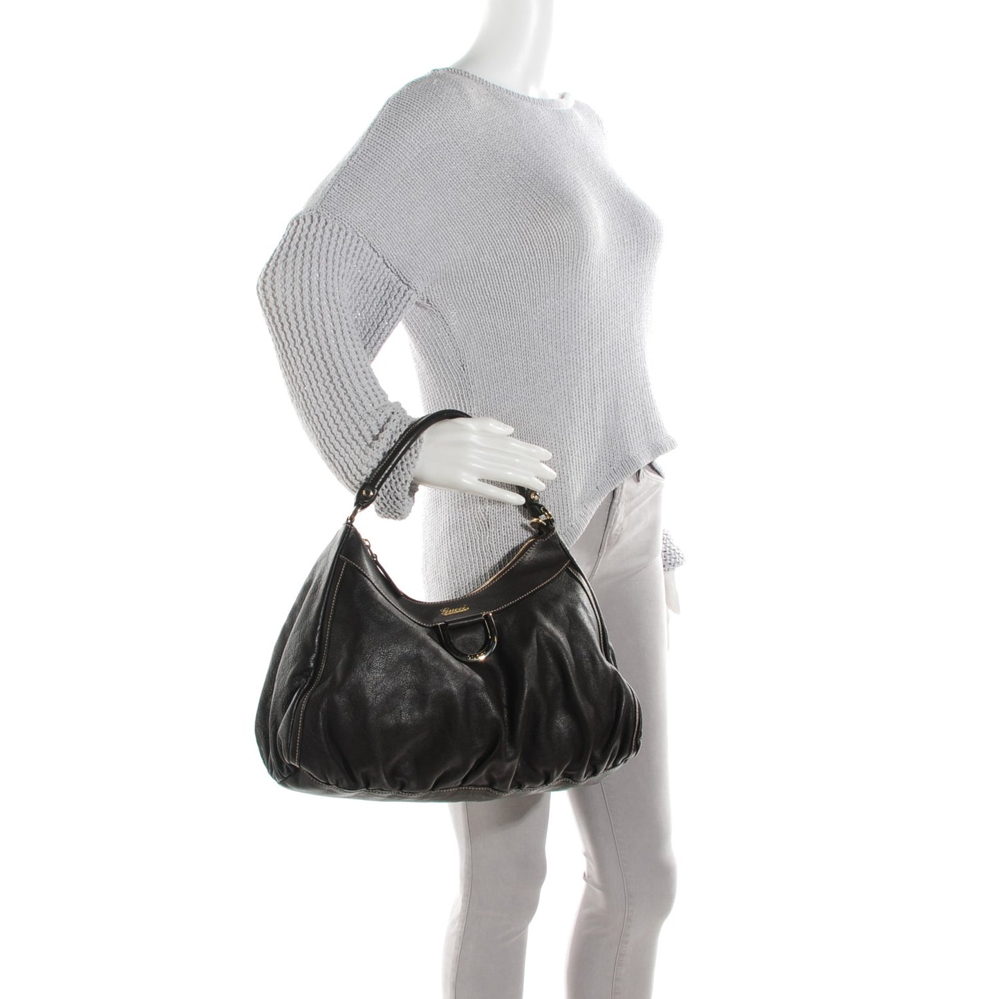 Calfskin Large D Gold Hobo Chocolate Brown