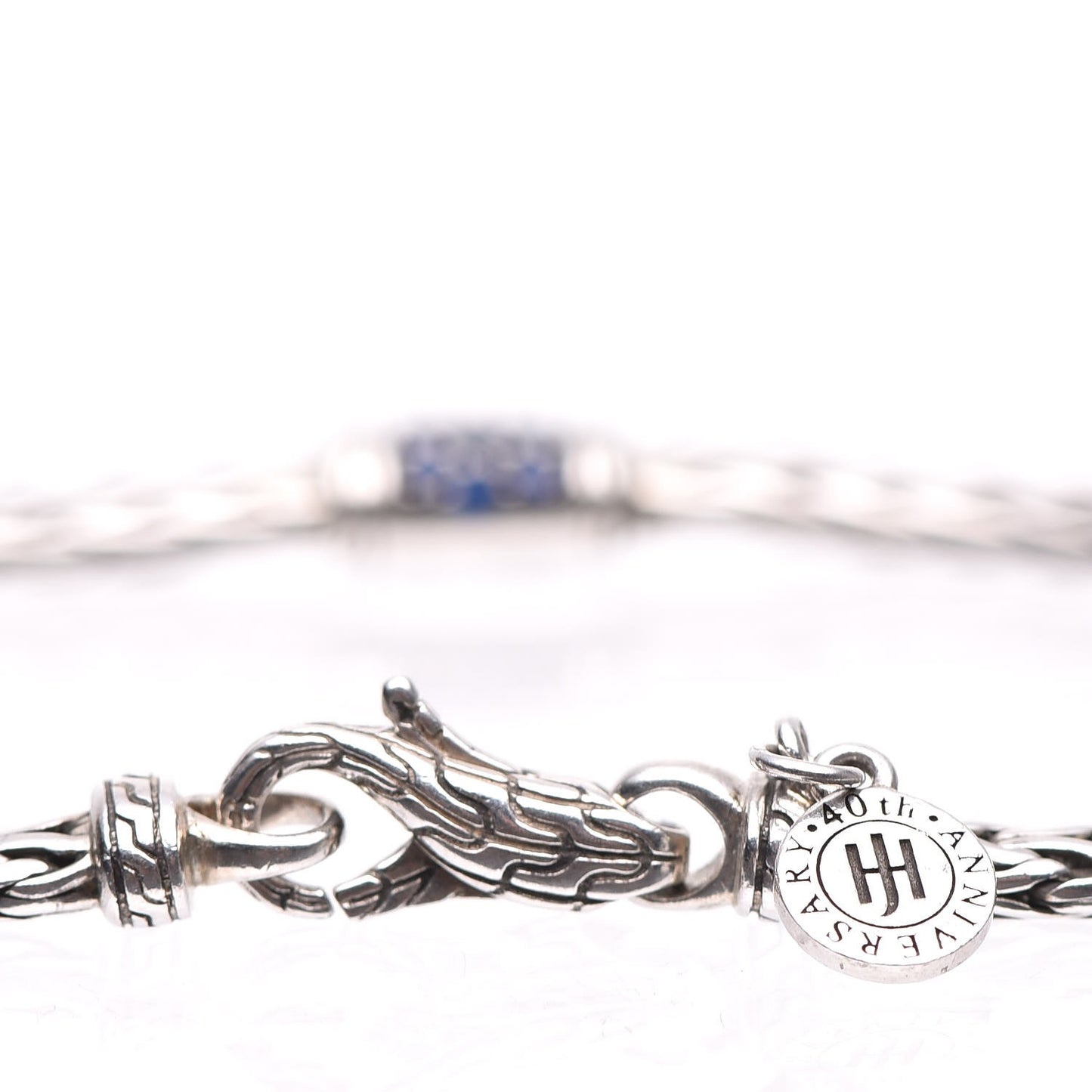 Sterling Silver Blue Sapphire Classic Chain Station Bracelet