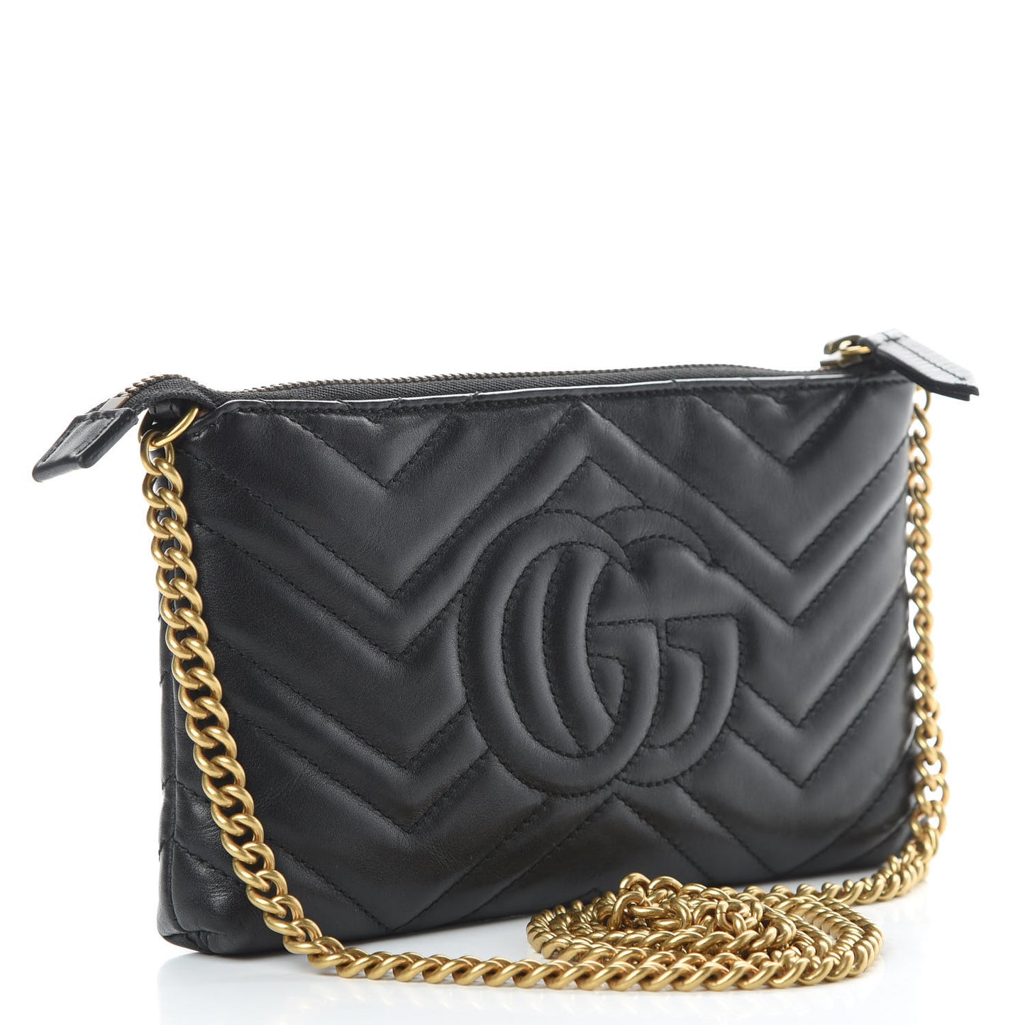 Calfskin Matelasse Mini GG Marmont Chain Bag Black