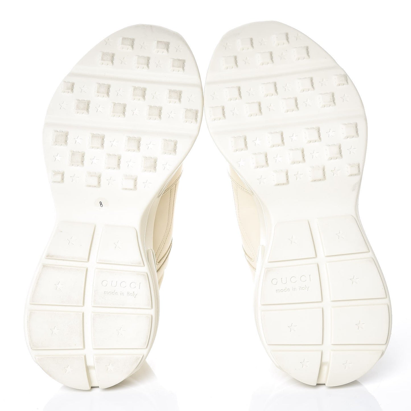Calfskin Interlocking G Logo Mens Rhyton Sneakers 8 Ivory