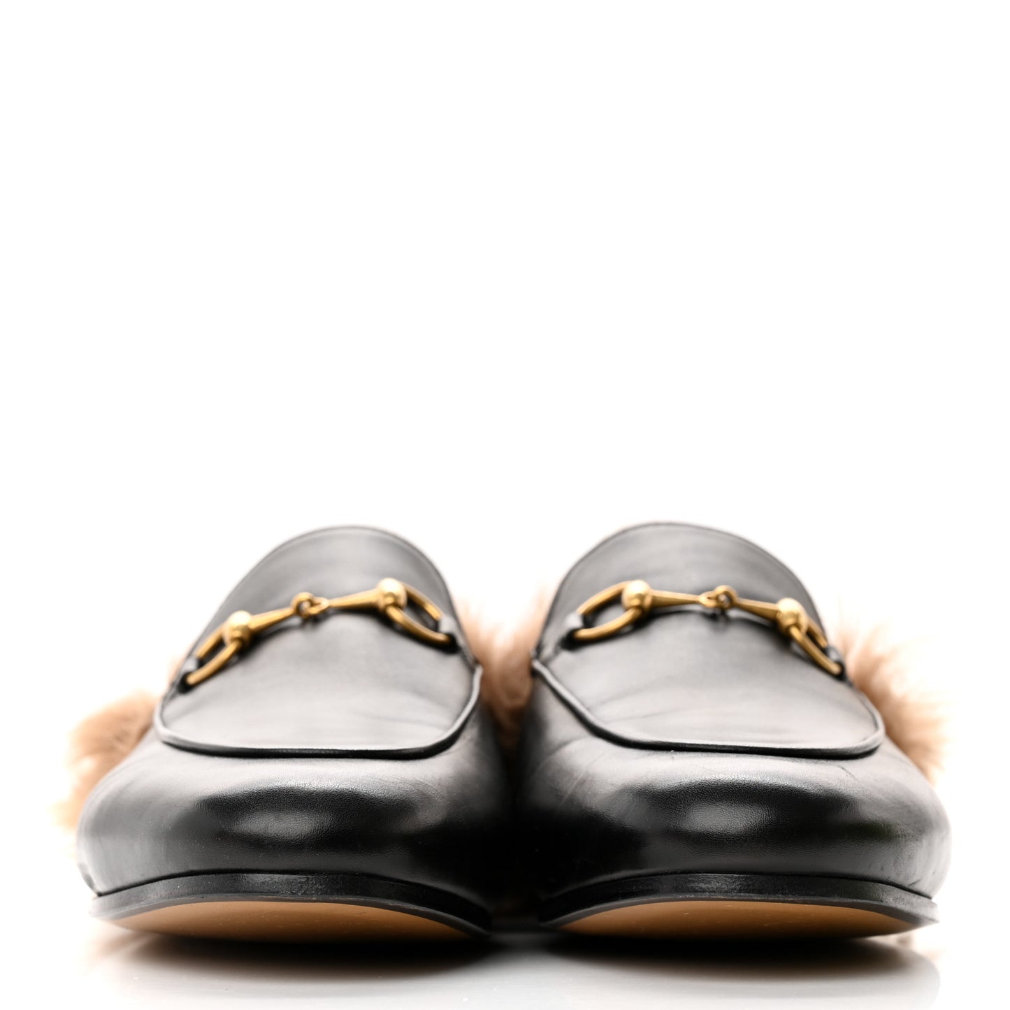 Calfskin Fur Womens Princetown Slippers 37.5 Black