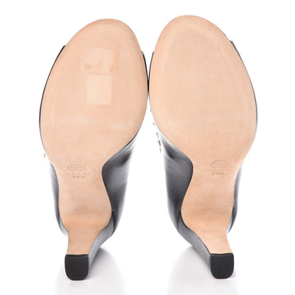 Chanel Lambskin Camellia Peep Toe Pumps 39.5 Black 5 of 9