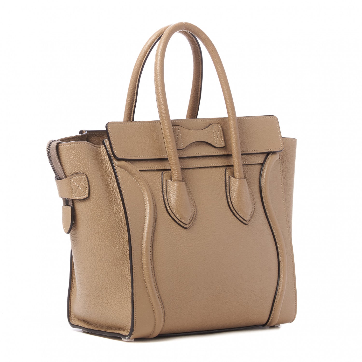 Celine Drummed Calfskin Micro Luggage Dune 2 of 10