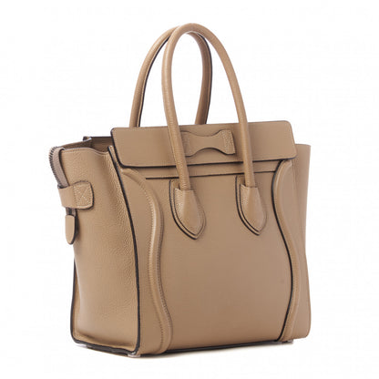 Celine Drummed Calfskin Micro Luggage Dune 2 of 10