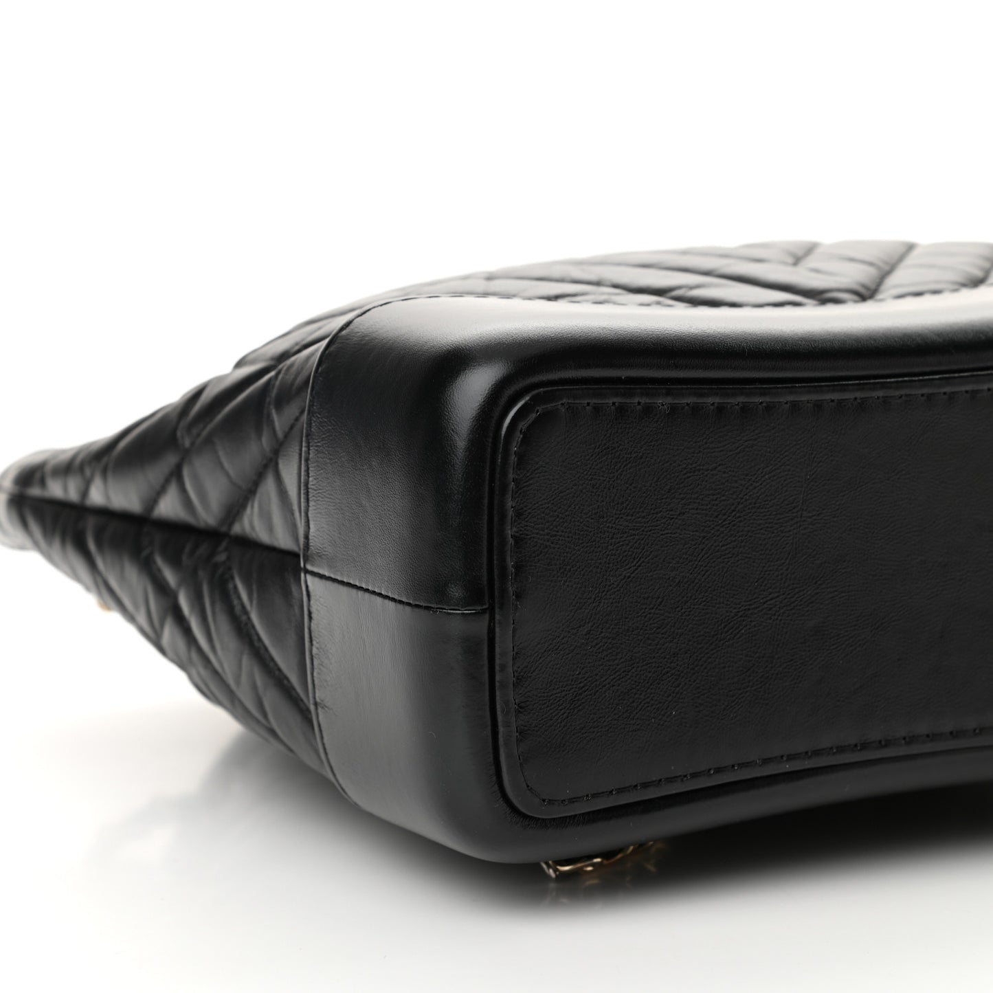 Aged Calfskin Chevron Quilted Small Gabrielle Backpack Black