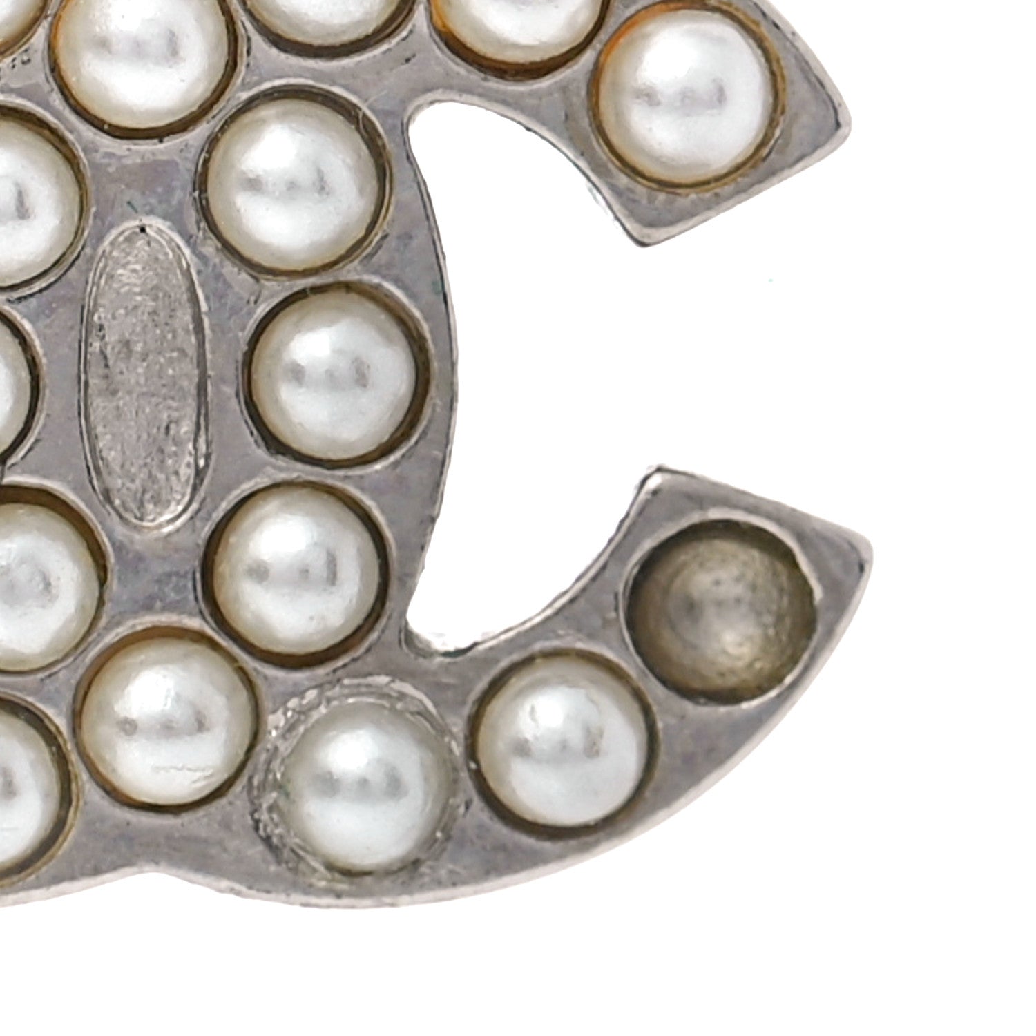 Chanel Pearl CC Earrings Silver 5 of 5