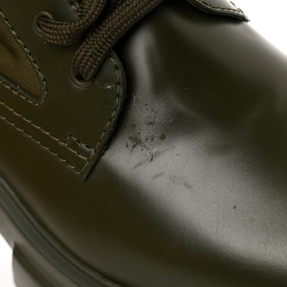 Prada Spazzolato Rois Re-Nylon Metal Triangle Logo Monolith Pouch Pocket 55mm Boots 38.5 Militare 12 of 15