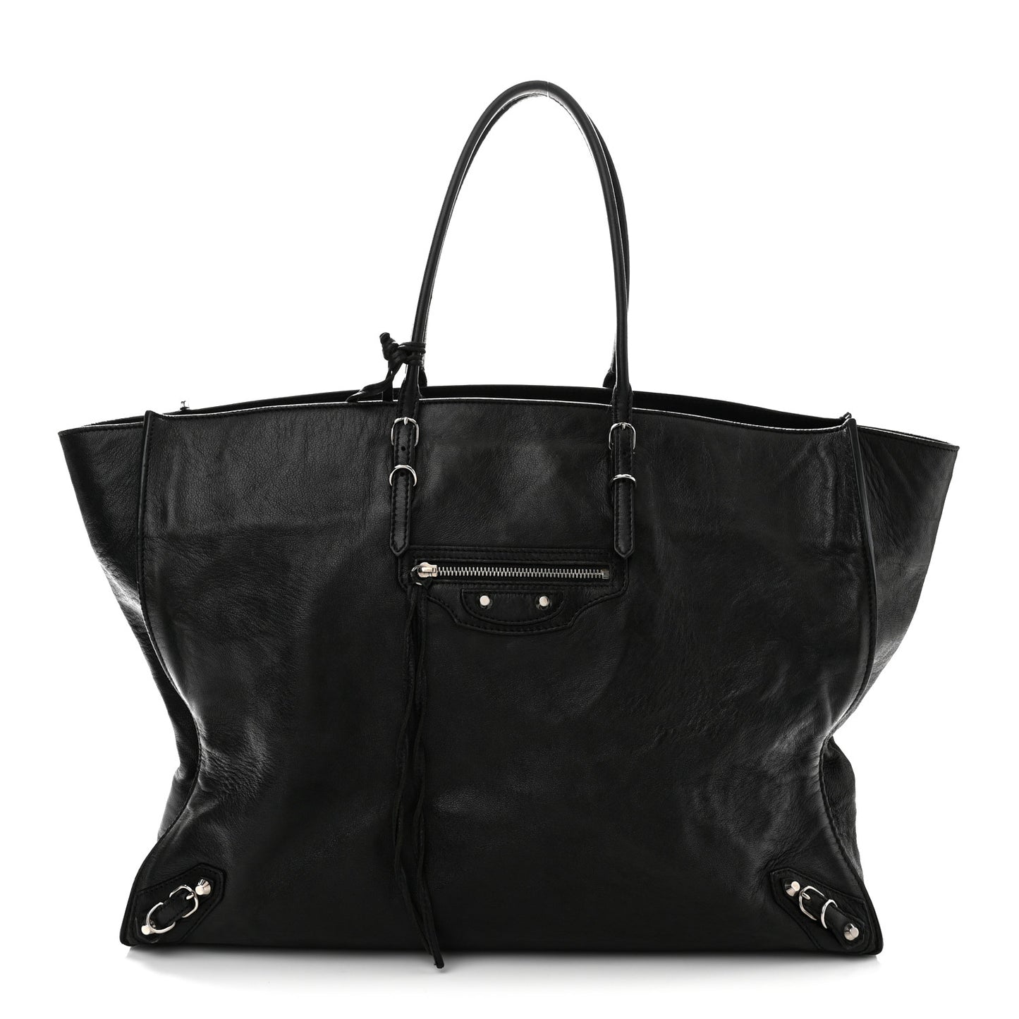 Supple Calfskin Papier A4 Zip Around Tote Black