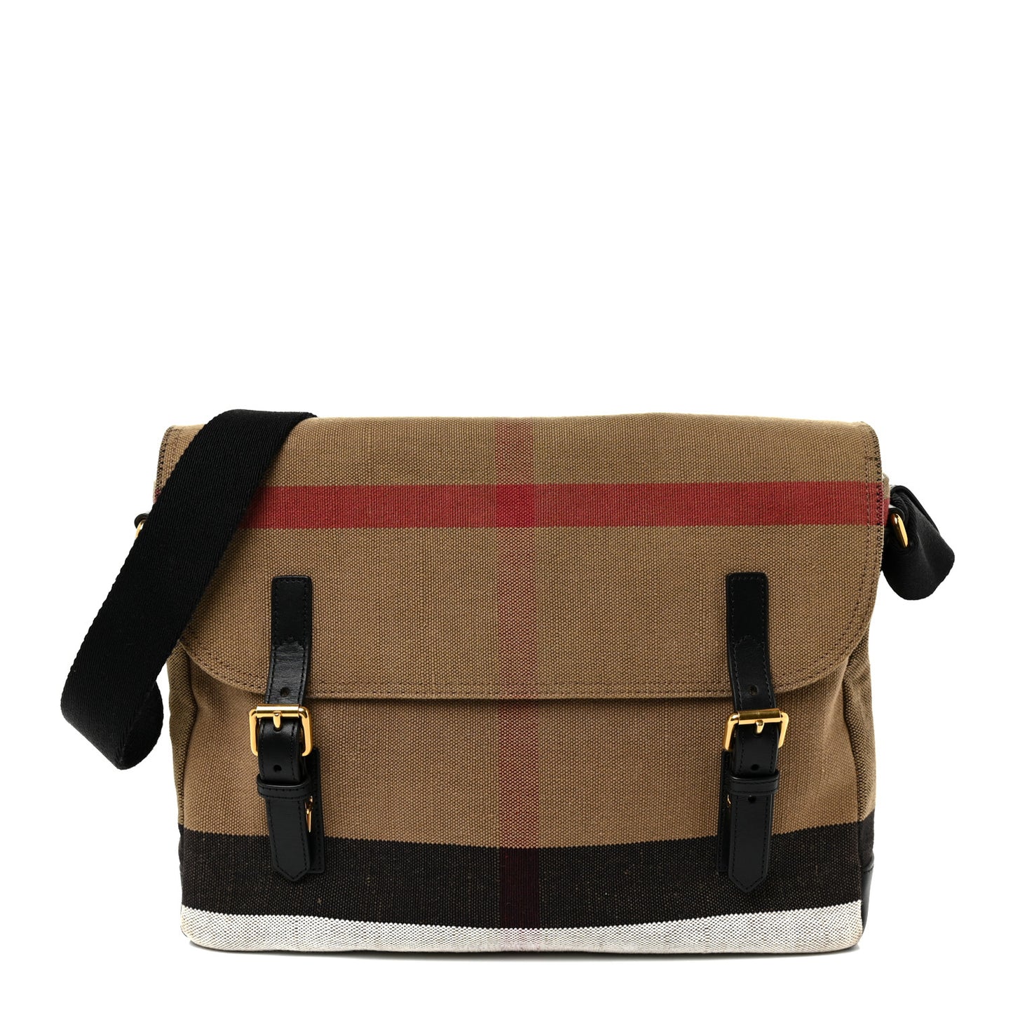 Canvas Mega Check Large Baildon Messenger Bag Black