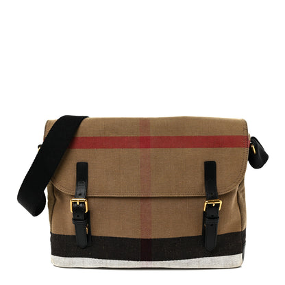 Burberry Canvas Mega Check Large Baildon Messenger Bag Black 1 of 21