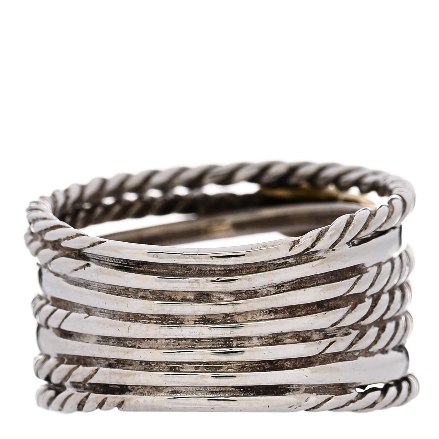 David Yurman Sterling Silver 18K Yellow Gold Double X Crossover Ring 55 7.25 3 of 4