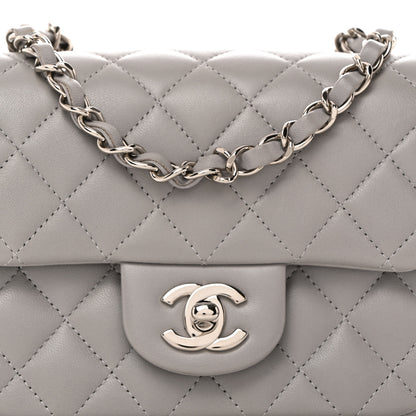 Chanel Lambskin Quilted Mini Square Flap Light Grey 8 of 10