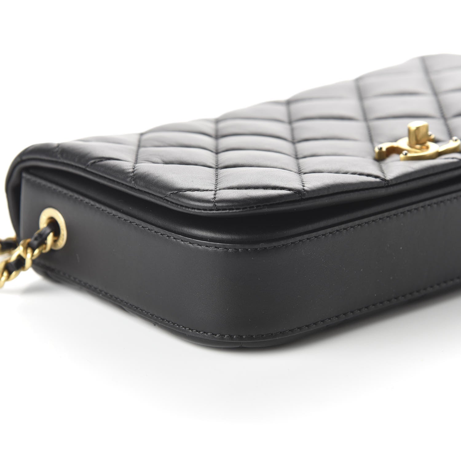 Chanel Calfskin Quilted Nailed CC Flap Bag Black 6 of 10