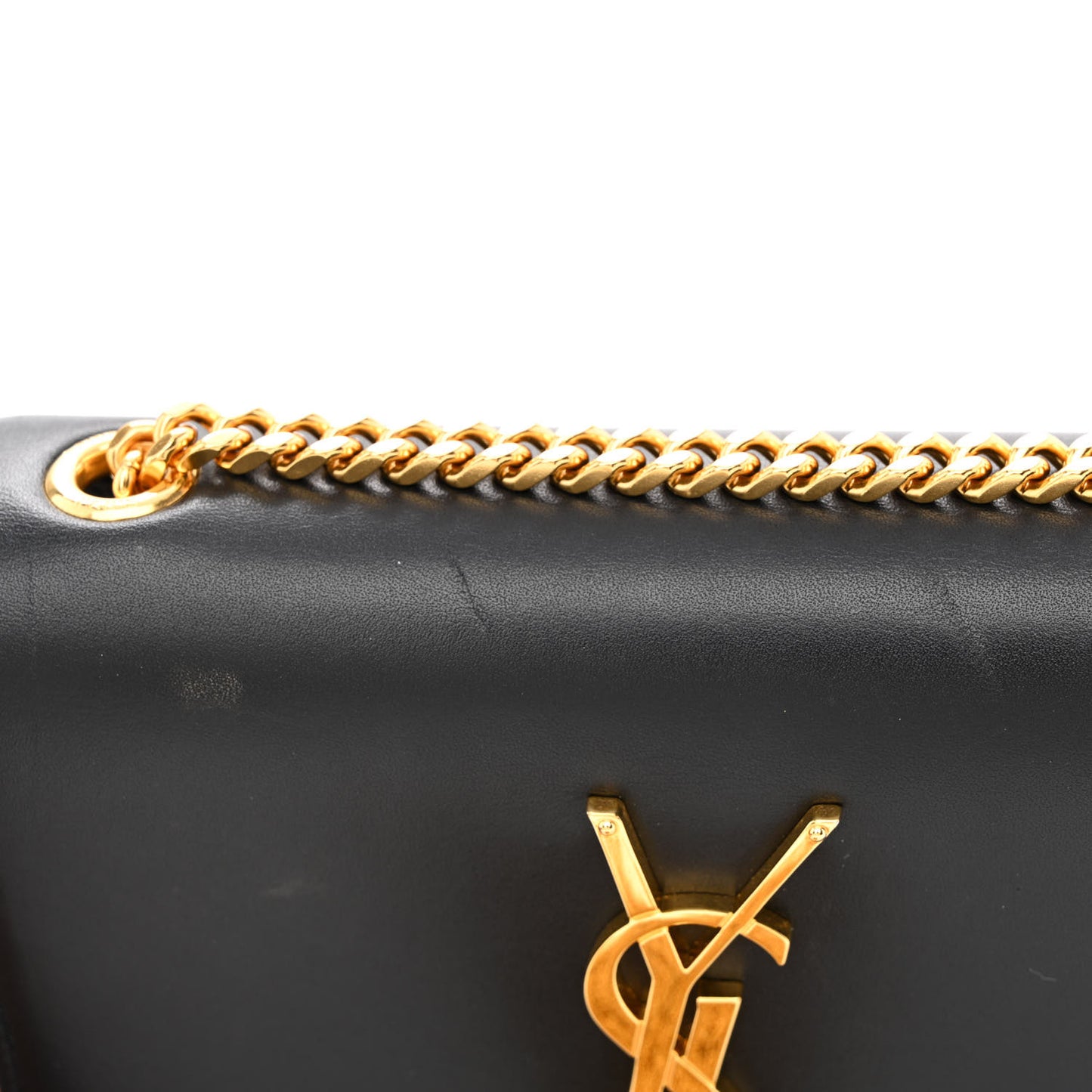 Calfskin Small Classic Monogram Kate Tassel Satchel Black