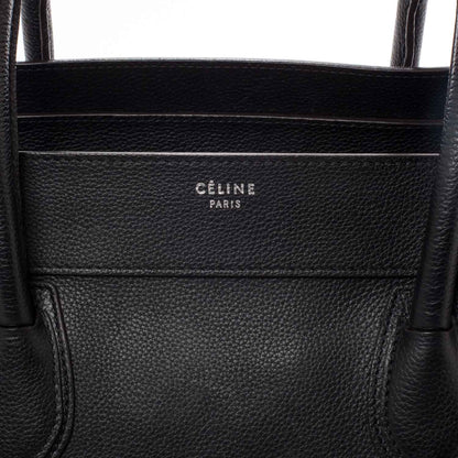 Celine Drummed Leather Shoulder Luggage Black 6 of 10