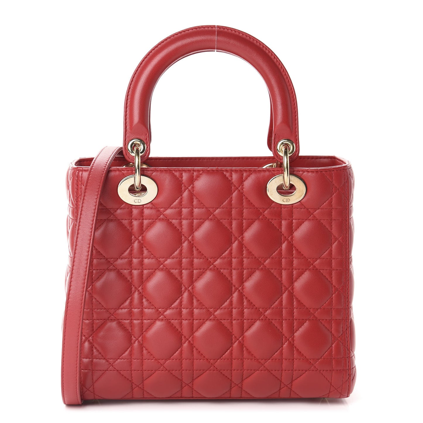 Lambskin Cannage Medium Lady Dior Red