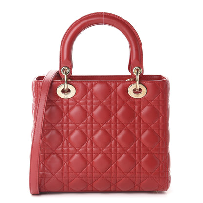 Christian Dior Lambskin Cannage Medium Lady Dior Red 1 of 10